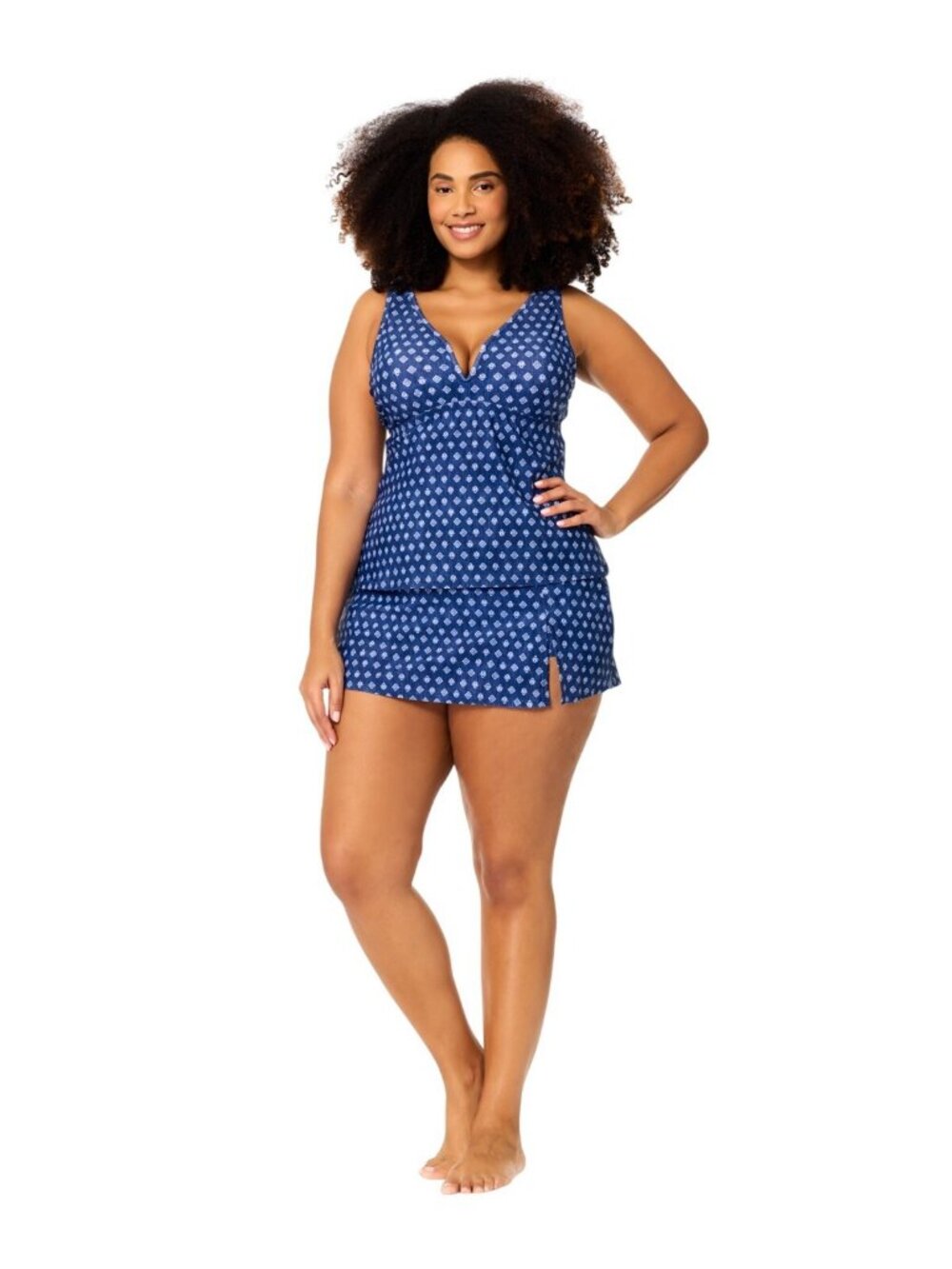 NWT Raisins Curve Tanzania Tankini Swim Top R840746 Blue Multi 16W